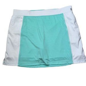 IZOD Golf Womens Sz L Turquoise White Colorblock Skort